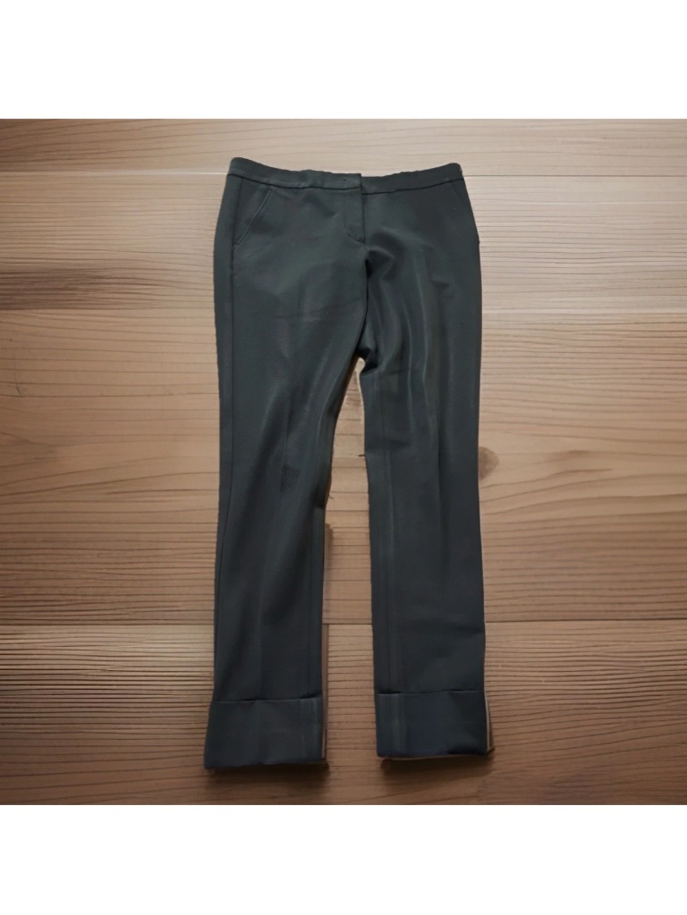 Armani Collezioni Women’s Black Cuffed Trousers Suit Pants 12 Office Siren Corp
